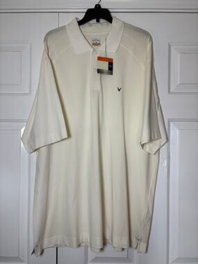 Callaway Men's XL and XXL BNWT Short Sleeve Polo Golf Shirt Lot Cream and Black